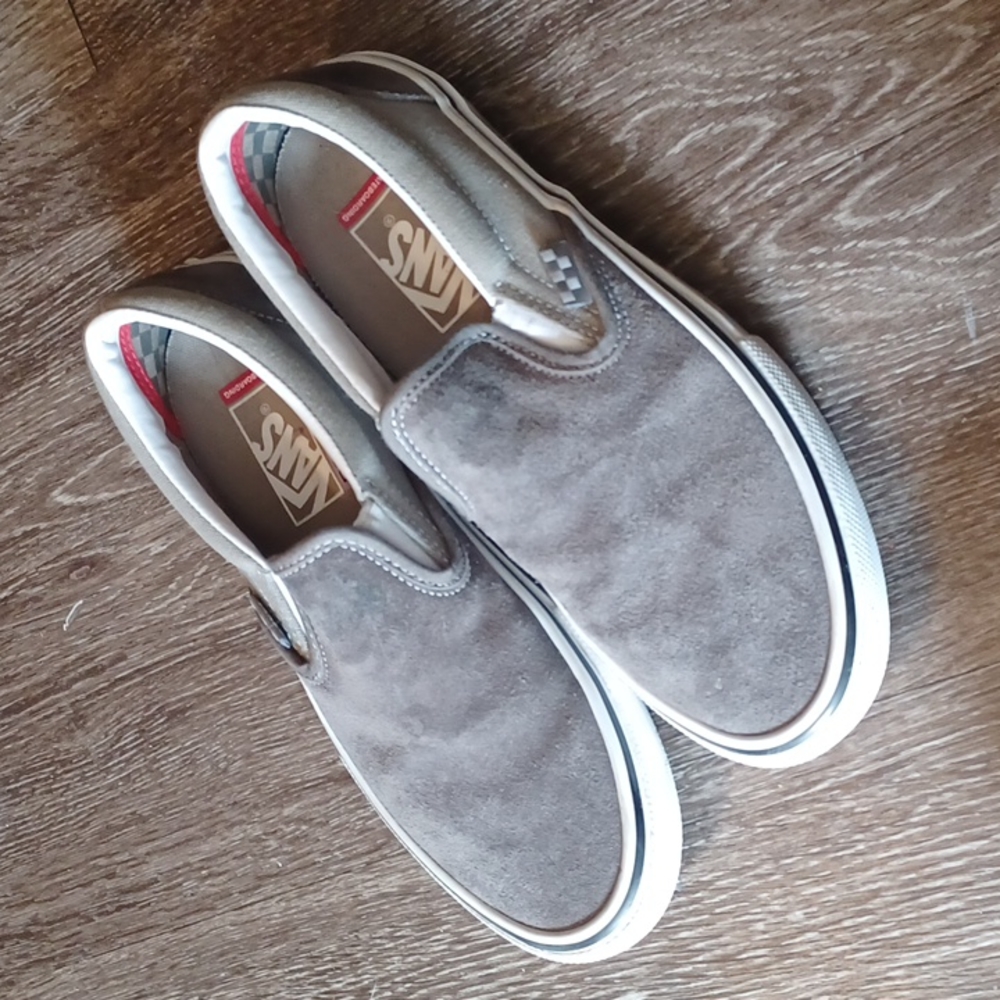 Grey Suede Van's Slip Ons, size 6.5 Mens
